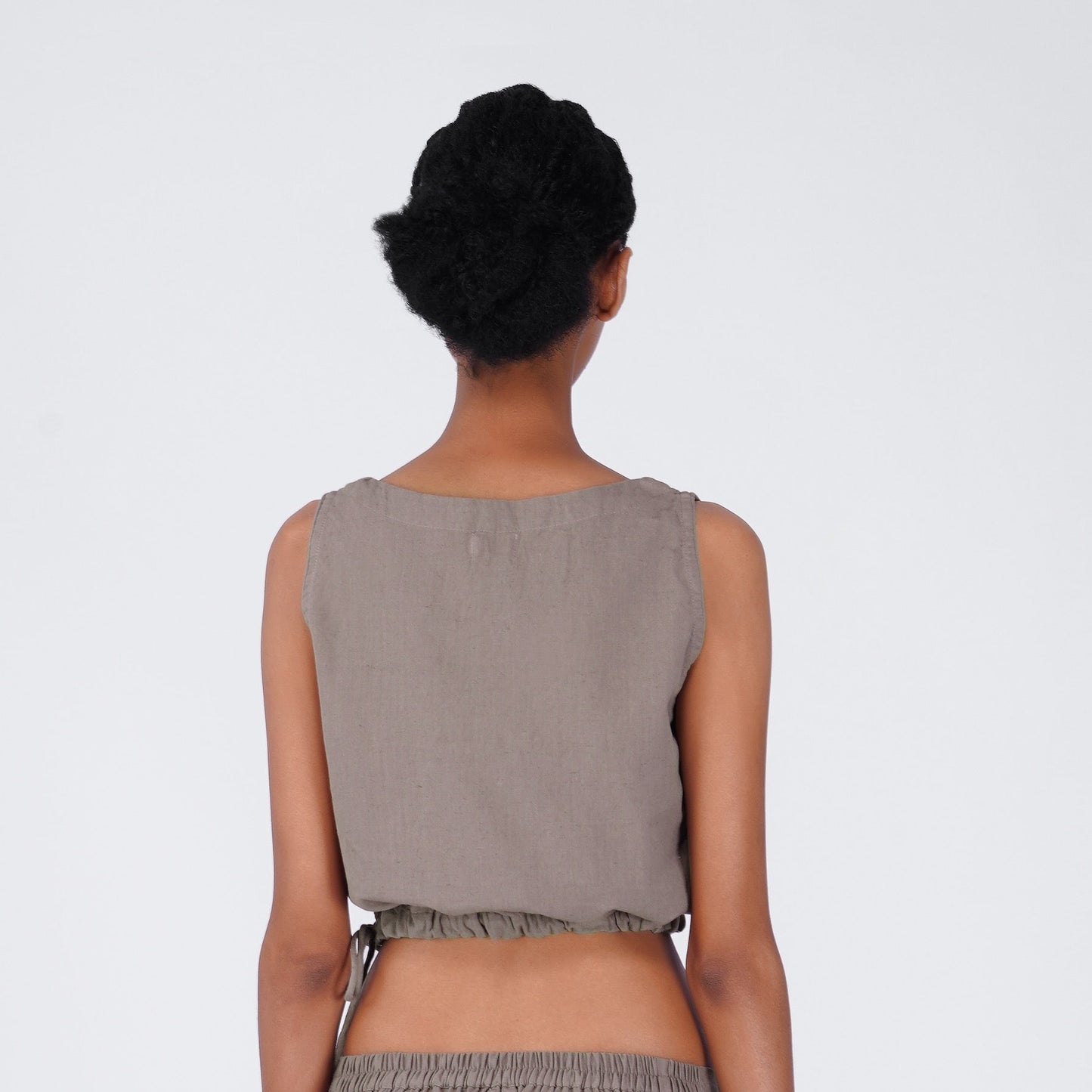 Sama Yoga Top 100% Cotton Sleeveless V Neck Short Top with Side Tie for Comfortable Fit - Muted Plum