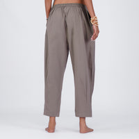 Sama Yoga Set of 2 (Top & Pants) 100% Cotton Sleeveless V Neck Short Top with Side Tie and mid waist pants Elasticised back tapered fit with box pleats- In muted plum