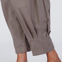 Sama Yoga Set of 2 (Top & Pants) 100% Cotton Sleeveless V Neck Short Top with Side Tie and mid waist pants Elasticised back tapered fit with box pleats- In muted plum