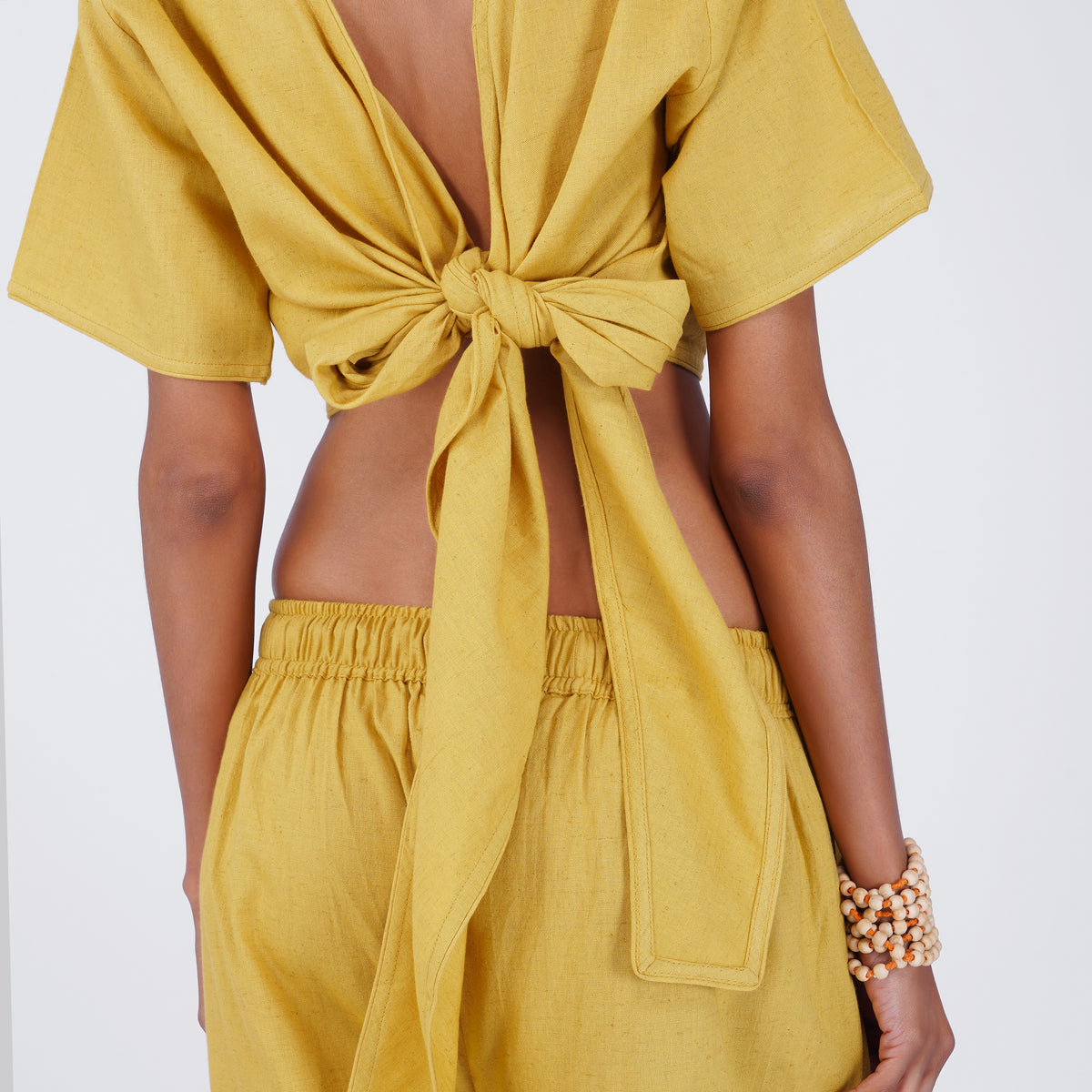 Women Cotton Yoga Top Yellow -Soma — view 2