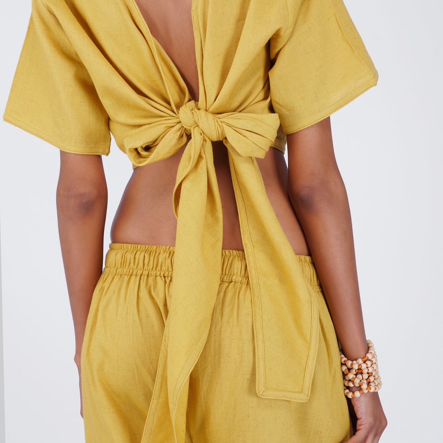 Women Cotton Yoga Top Yellow -Soma
