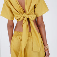 Women Cotton Yoga Top Yellow -Soma