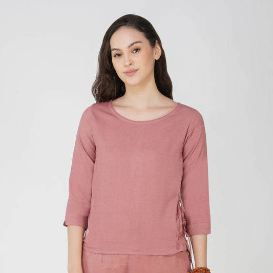 Women Cotton Yoga top Pink -Chandra