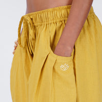 Women Cotton Yoga Pants Yellow -Soma