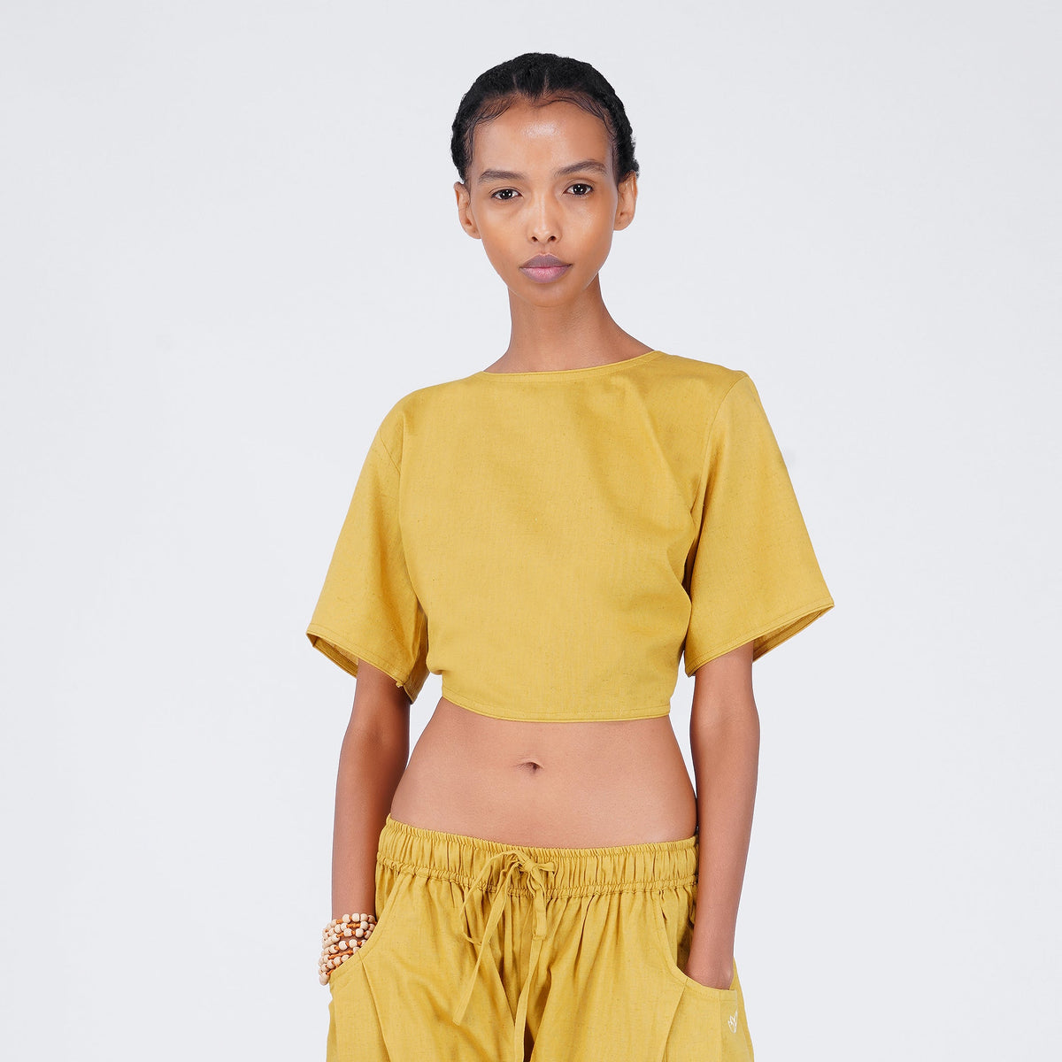 Women Cotton Yoga Top Yellow -Soma — view 1