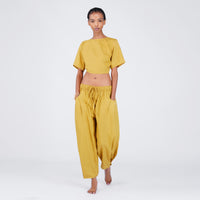 Women Cotton Yoga Pants and Yoga Top Yellow -Soma
