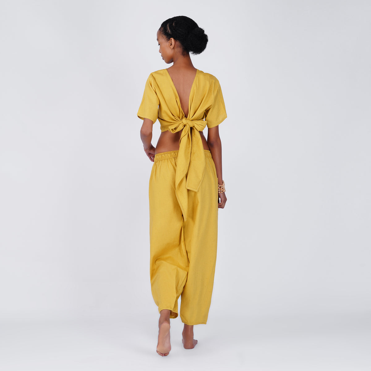 Women Cotton Yoga Top Yellow -Soma — view 3