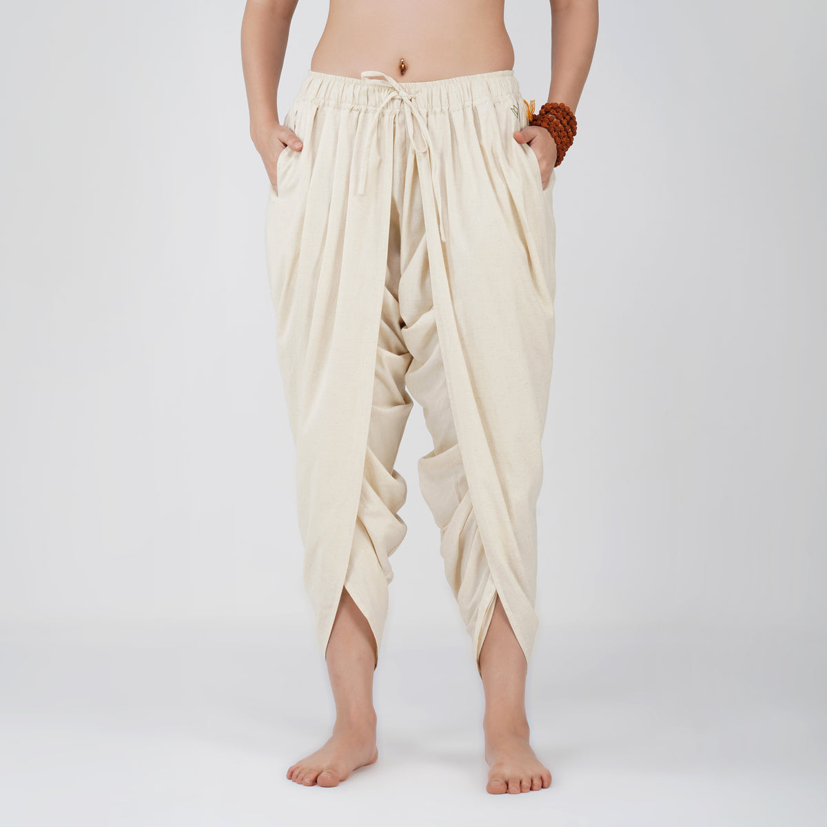 Women Cotton Yoga Pants White -Akasha — view 1