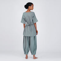 Women Cotton Yoga Pants and Yoga Top Set Grey -Chakra