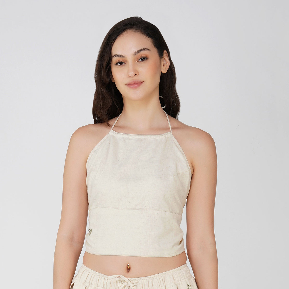 Women Cotton Yoga Top White -Akasha — view 1