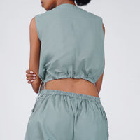 Women Cotton Yoga Pants and Yoga Top Set Grey -Ananda