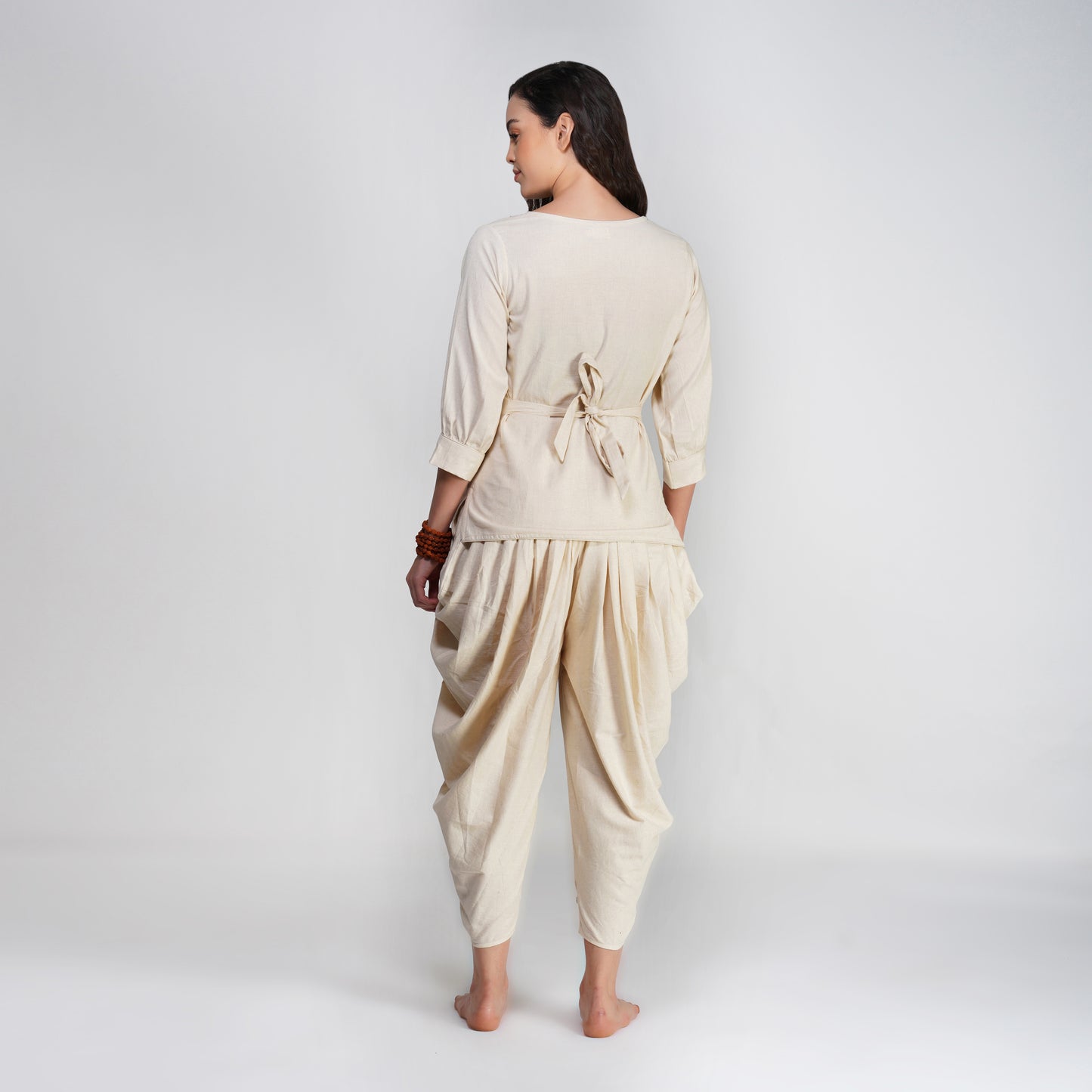 Women Cotton Yoga Pants and Yoga Top Set White -Buddhi