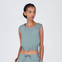 Women Cotton Yoga Crop Top Women Grey -Ananda