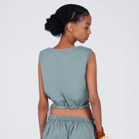 Women Cotton Yoga Crop Top Women Grey -Ananda