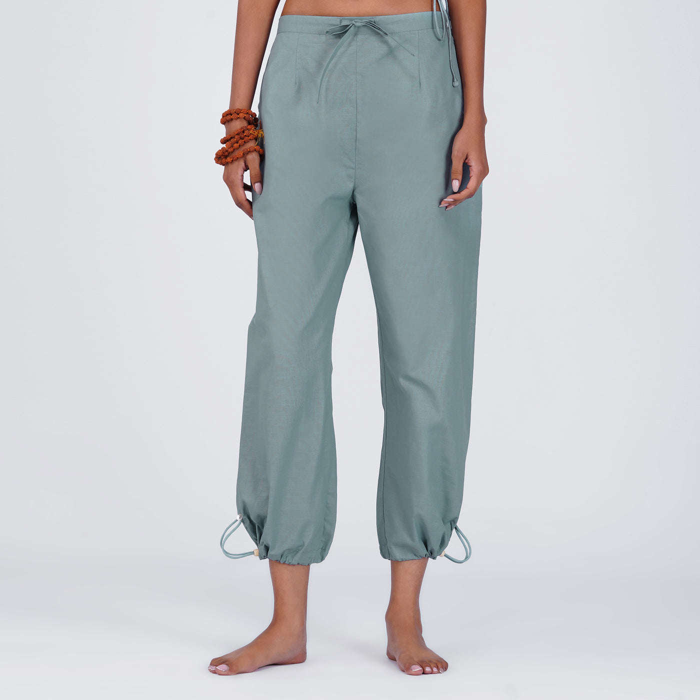 Women Cotton Yoga Pants and Yoga Top Set Grey -Ananda — view 3