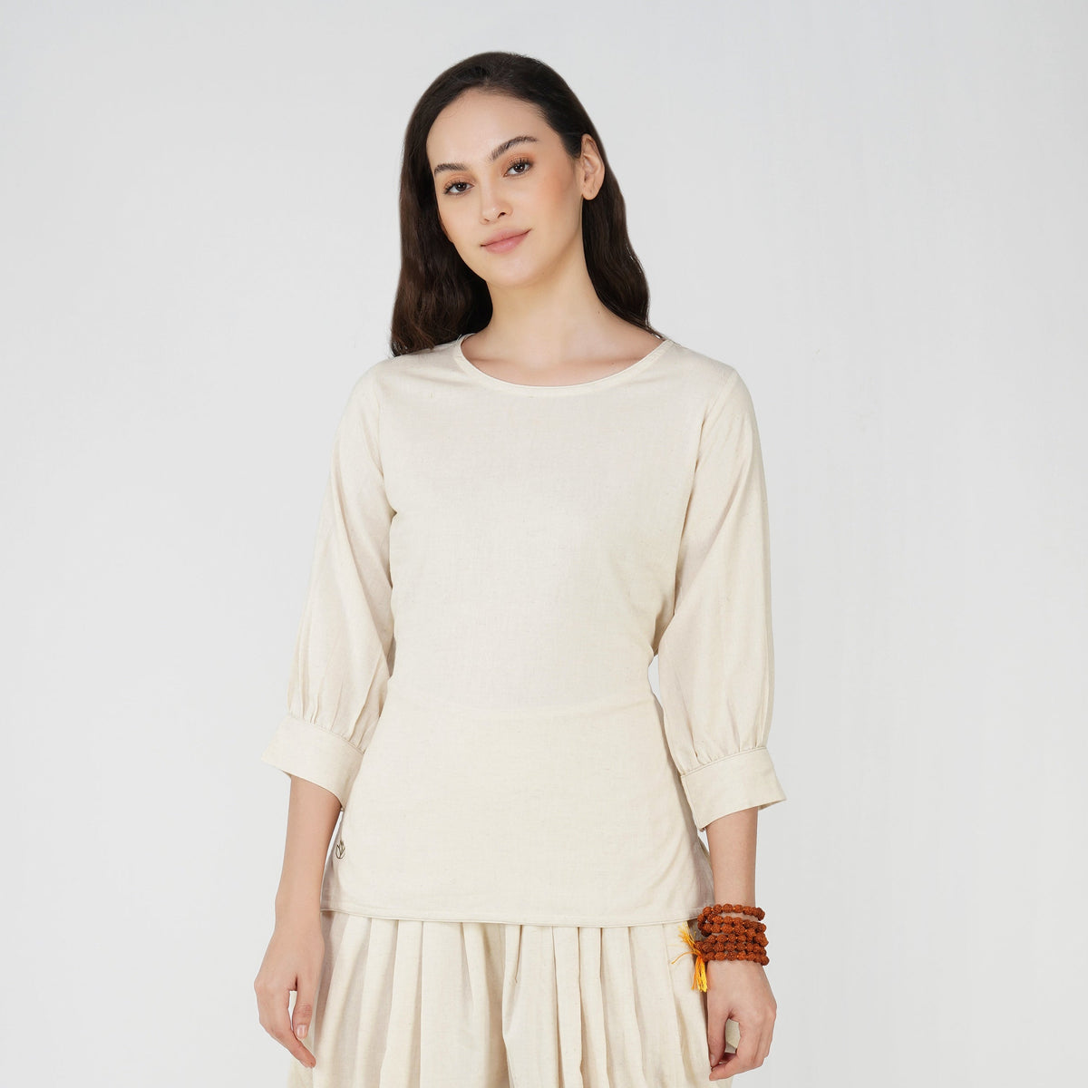 Women Cotton Yoga Top White -Buddhi — view 1