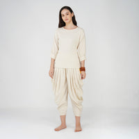 Women Cotton Yoga Pants and Yoga Top Set White -Buddhi