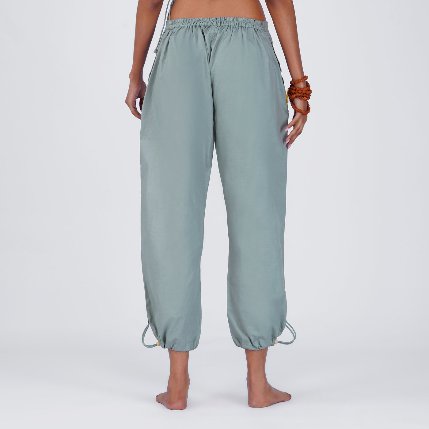 Women Cotton Yoga Pants and Yoga Top Set Grey -Ananda — view 4