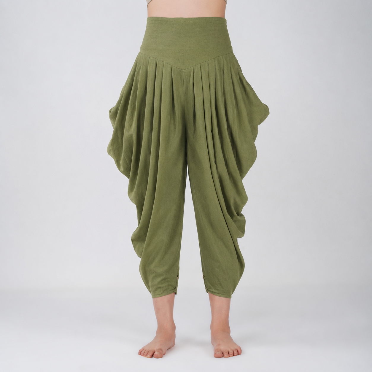 Women Cotton Yoga Pants Green -Buddhi