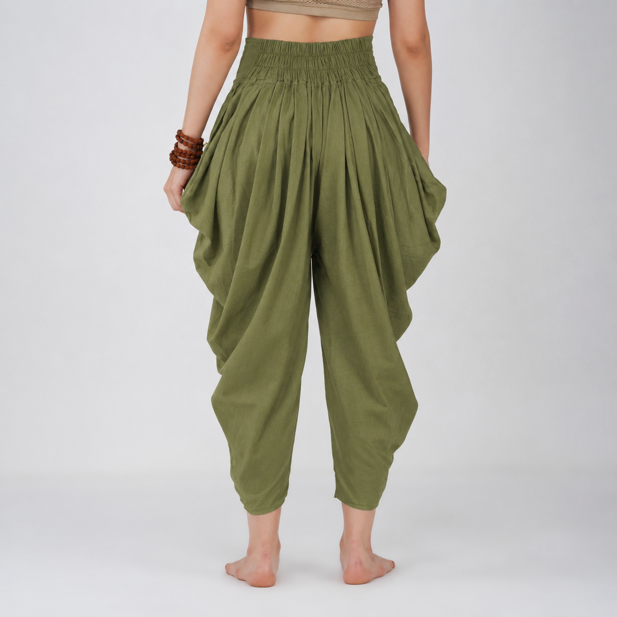 Women Cotton Yoga Pants Green -Buddhi