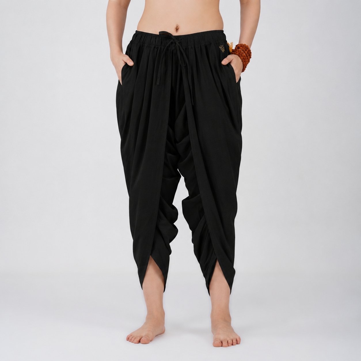 Women Cotton Yoga Pants Black -Akasha