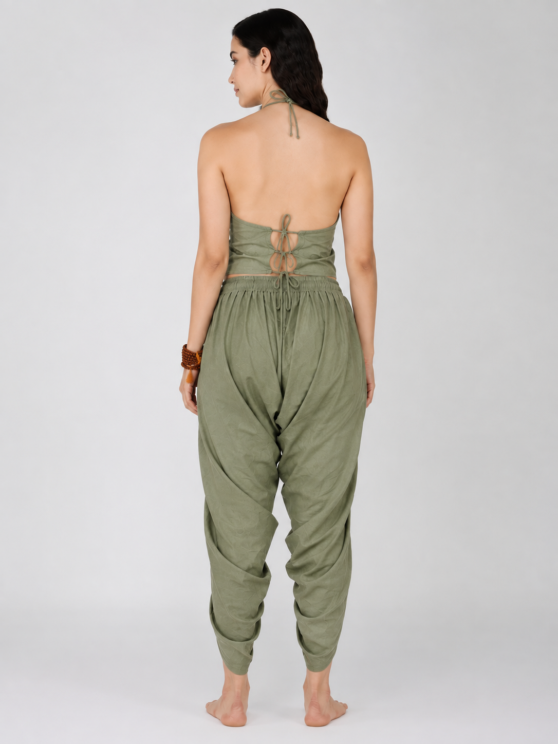 Women Cotton Yoga Pants and Yoga Top Set Green -Akasha