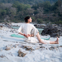 Women Cotton Yoga Pants and Yoga Top Set White -Chandra