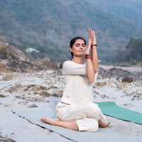 Women Cotton Yoga Pants and Yoga Top Set White -Chandra