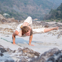 Women Cotton Yoga Pants with string pull -White -Ananda