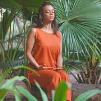 Sthira Yoga Top 100% Cotton Sleeveless Long Top with Side Ties for Comfortable Fit - Sienna