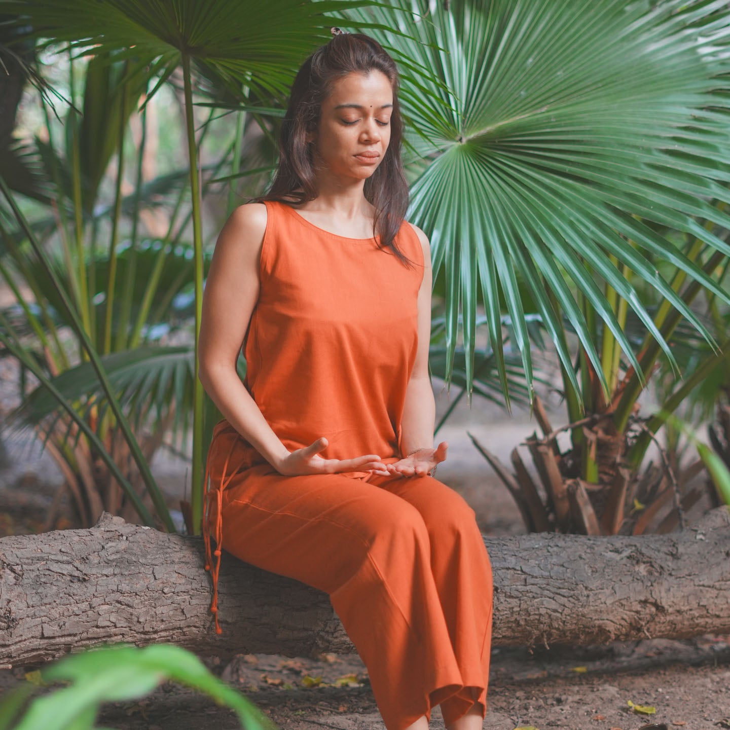 Sthira Yoga Top 100% Cotton Sleeveless Long Top with Side Ties for Comfortable Fit - Sienna