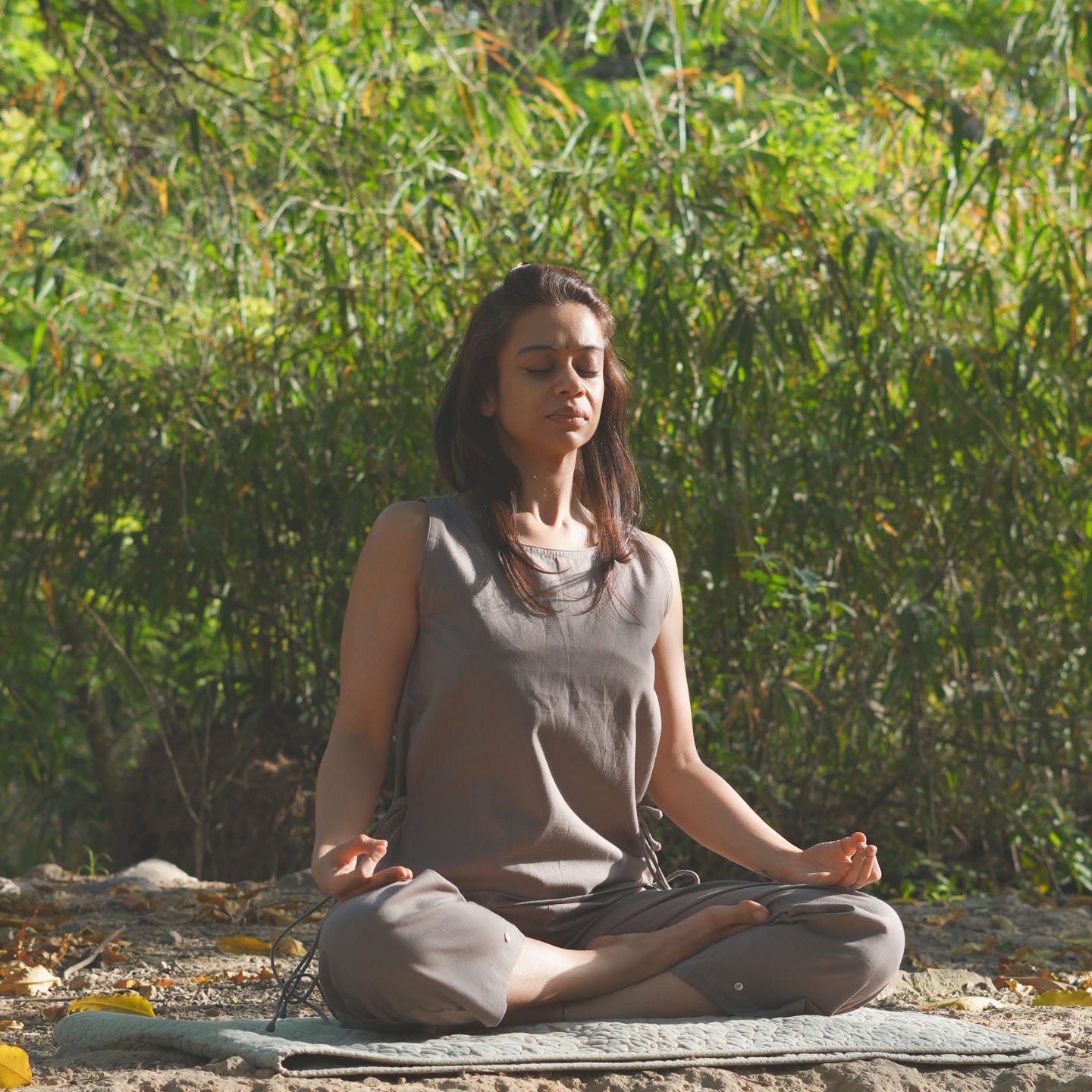 Sthira Yoga Top 100% Cotton Sleeveless Long Top with Side Ties for Comfortable Fit - Muted Plum