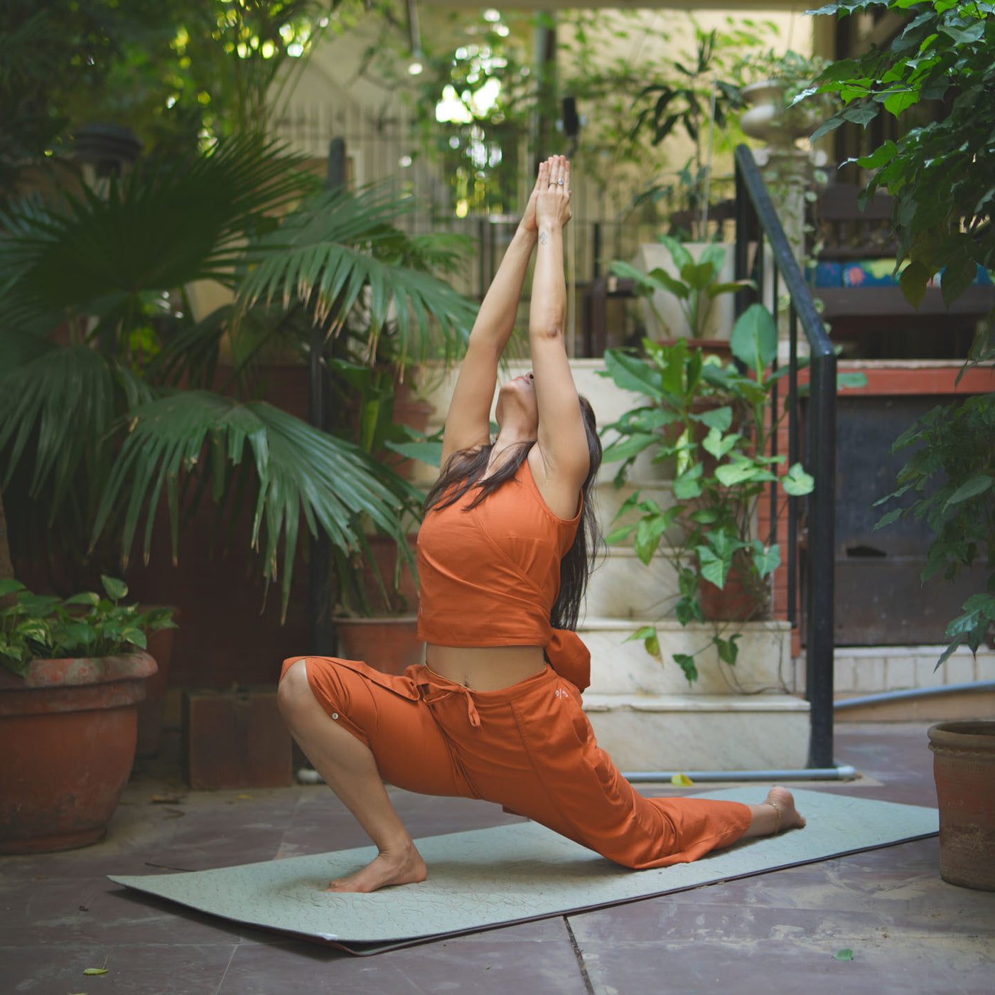 Surya Yoga Pants 100% Cotton Dhoti Pants Mid Waist Elasticised Back Tapered Fit with Buttons to Cinch at The Calf - Sienna — view 6