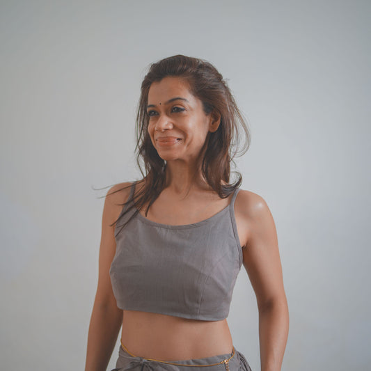 Prana Yoga Top 100% Cotton Bralette Top Elasticised Back for Comfortable Fit - Muted Plum