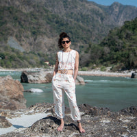 Women Cotton Hand Block Printed Yoga Pants and Yoga Top Set |AKISO