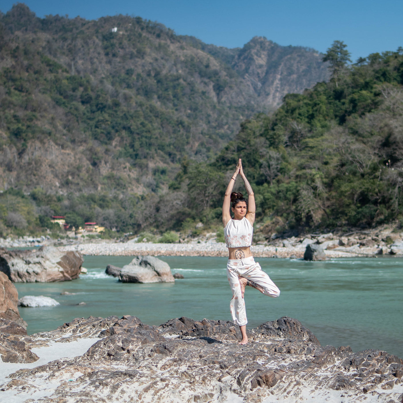 Women Cotton Hand Block Printed Yoga Crop Top -Ananda — view 8