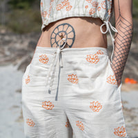 Women Cotton Hand Block Printed Yoga Pants and Yoga Top Set -Ananda