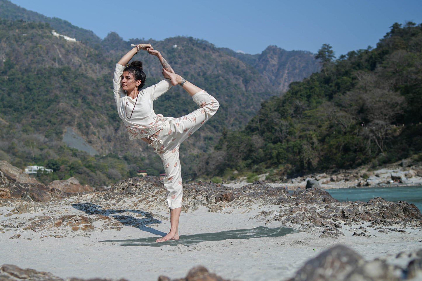 Women Cotton Hand Block Printed Yoga Pants -Chandra