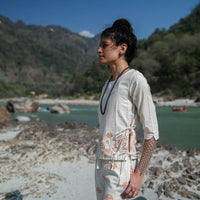 Women Cotton Hand Block Printed Yoga Top and Yoga Pants Set -Chandra