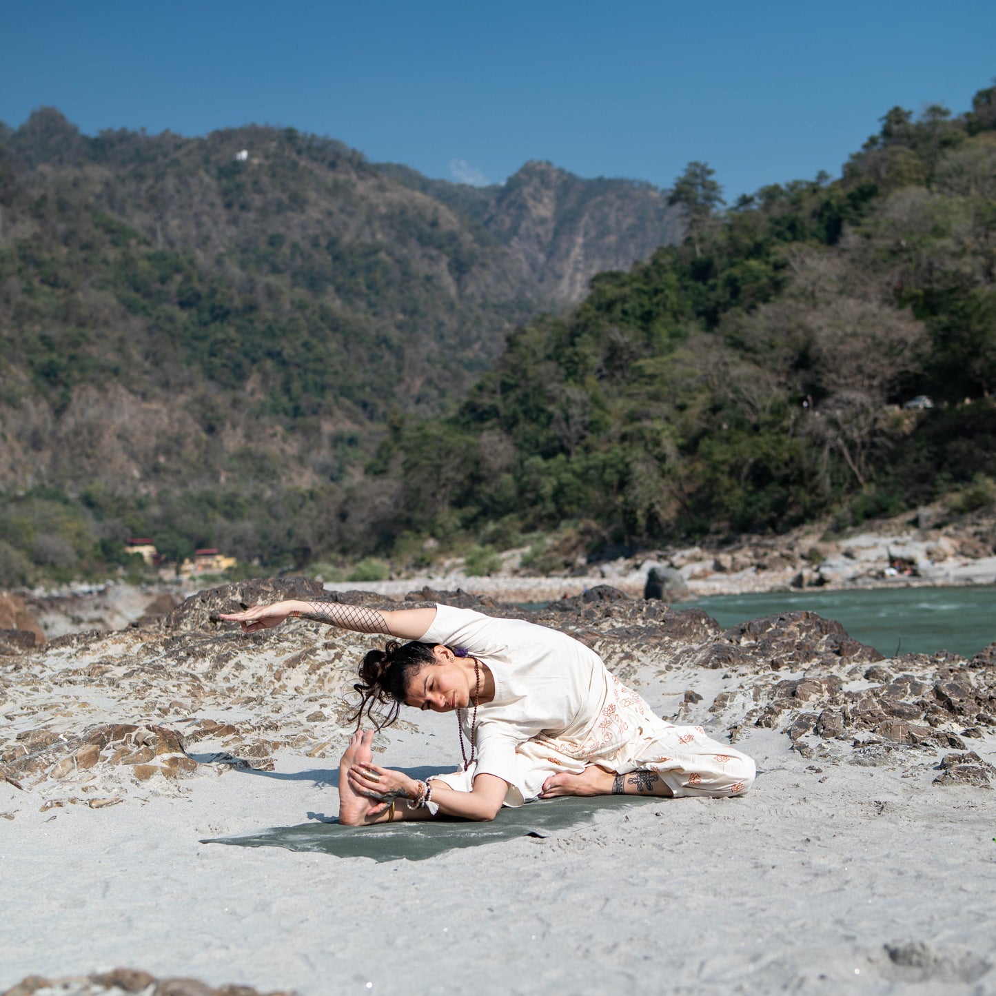 Hand Block Printed Chakra Yoga Top and Pant Set