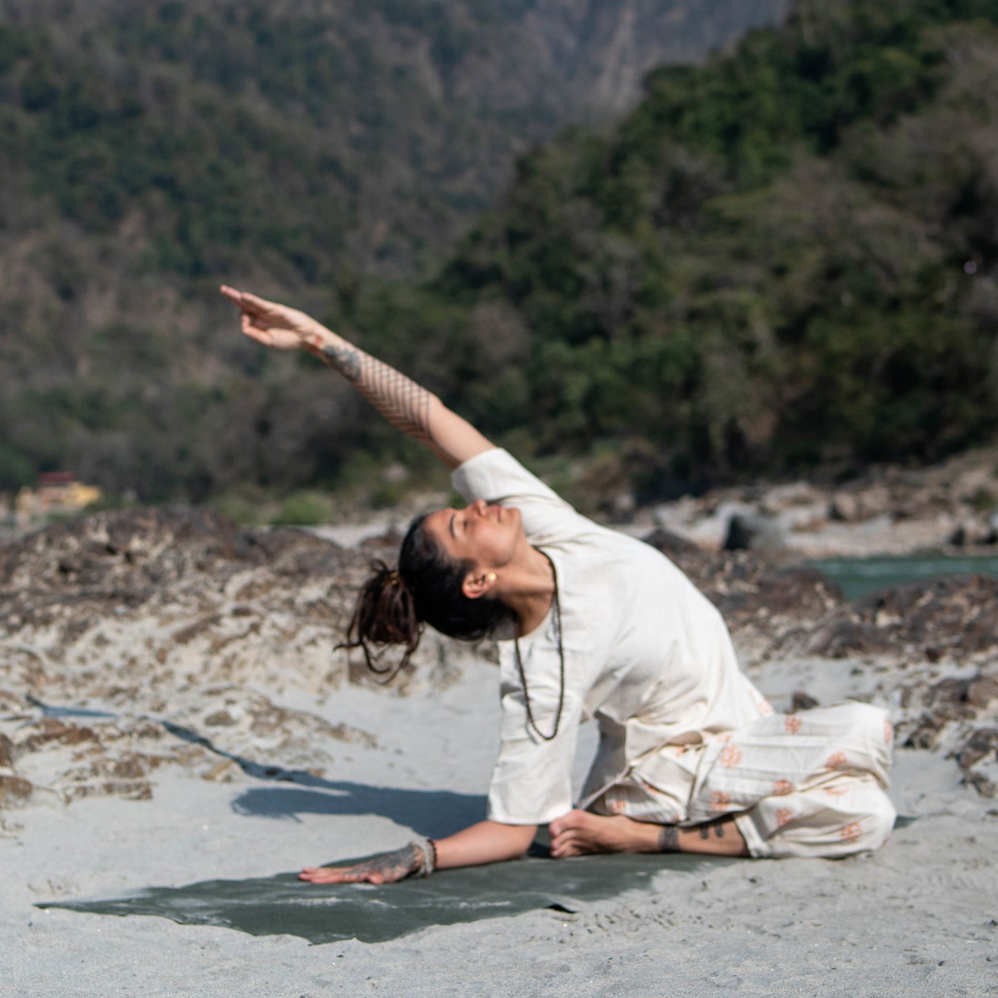 Hand Block Printed Chakra Yoga Top and Pant Set