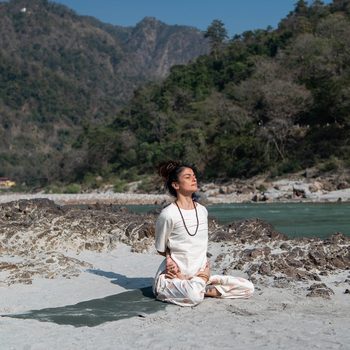 Hand Block Printed Chakra Yoga Top and Pant Set