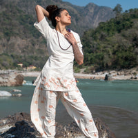 Women Cotton Hand Block Printed Yoga Pants and Yoga Top Set -Chakra