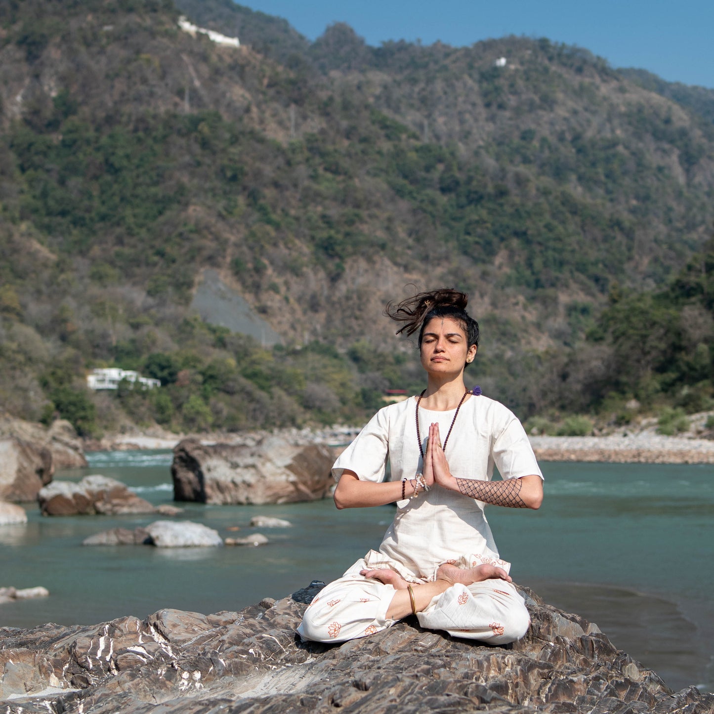 Hand Block Printed Chakra Yoga Top and Pant Set