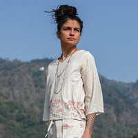 Women Cotton Hand Block Printed Yoga Top -Surya