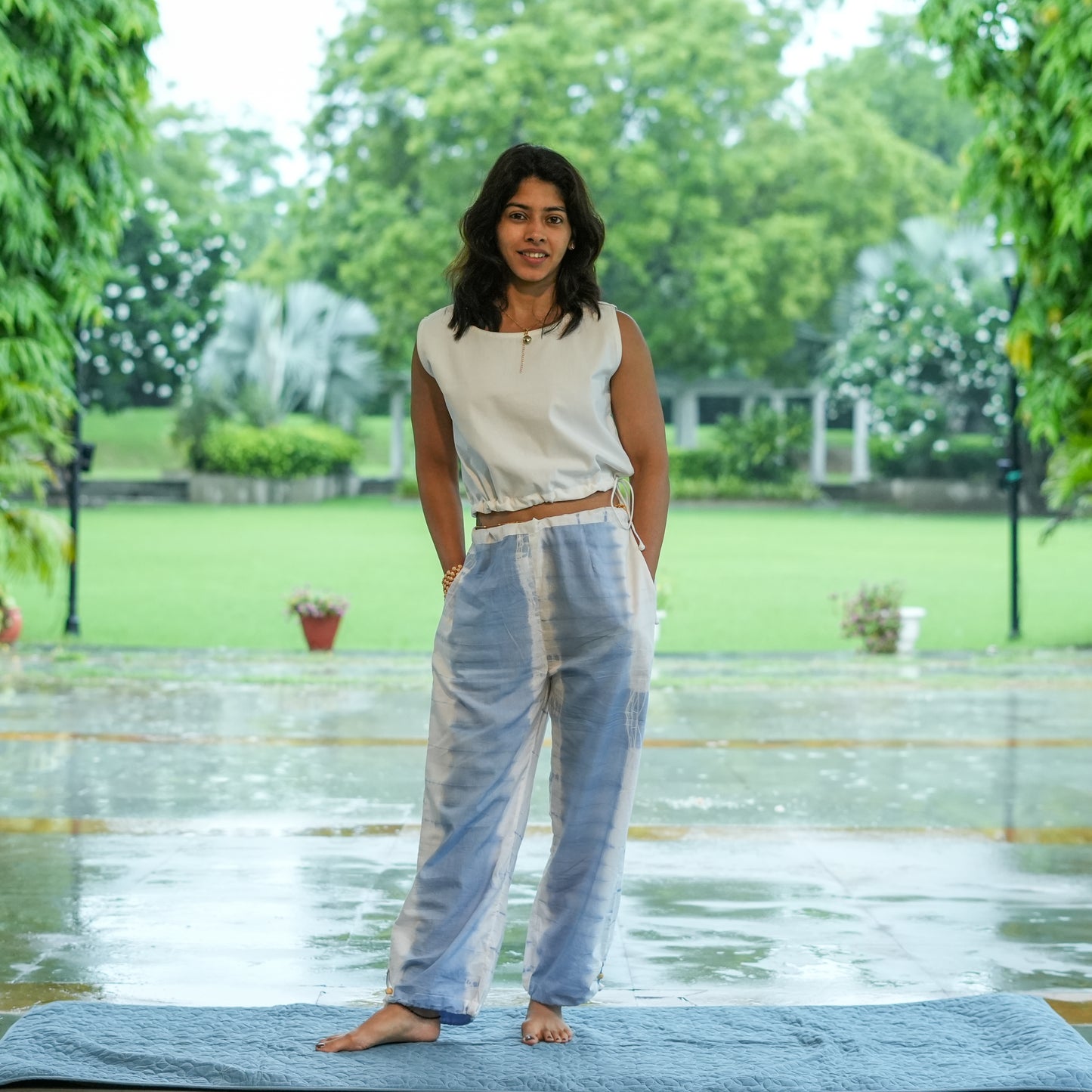 Womens Yoga Pant Tie and Dye Blue Ananda