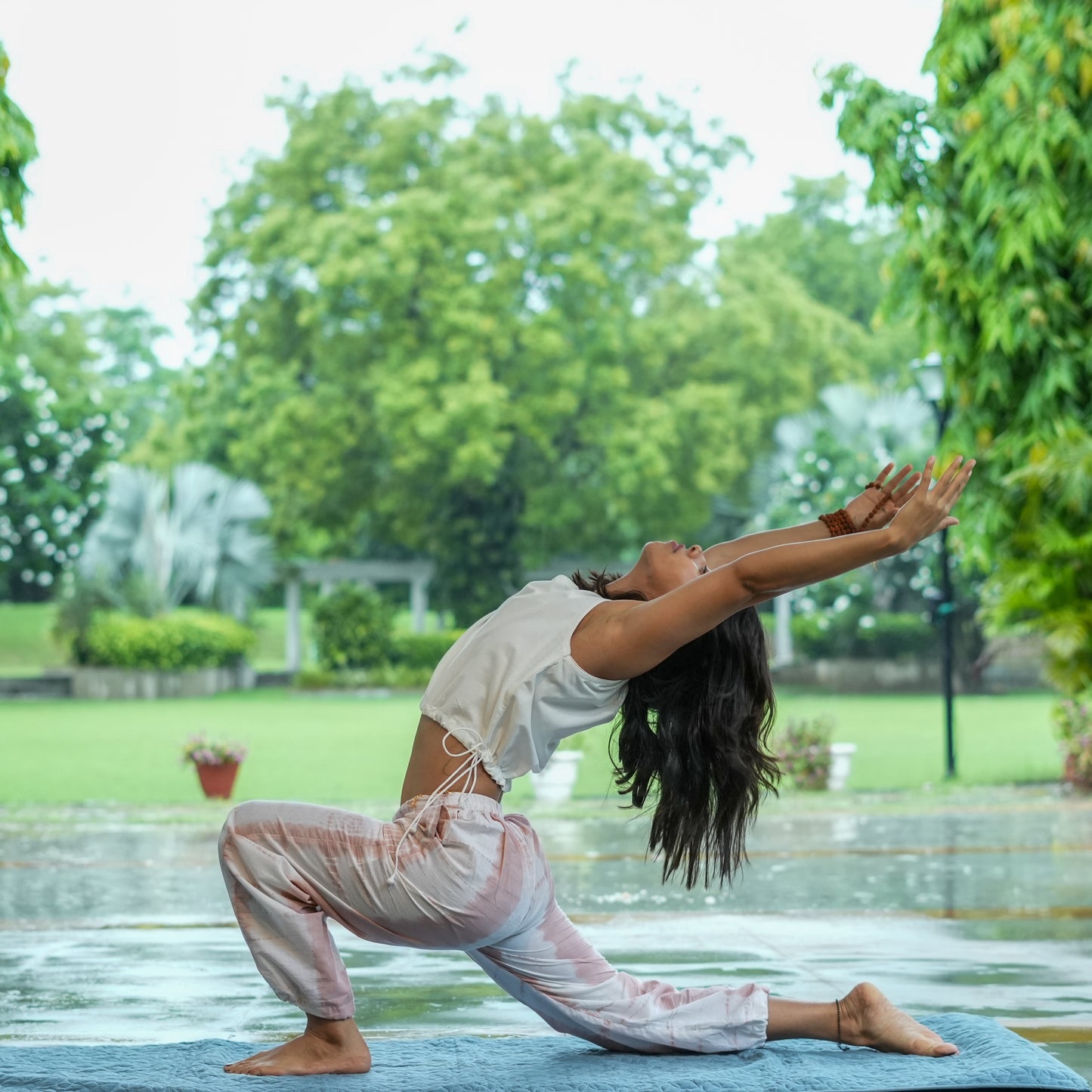 Womens Yoga Pant and Yoga Top Tie and Dye Set Pink Ananda
