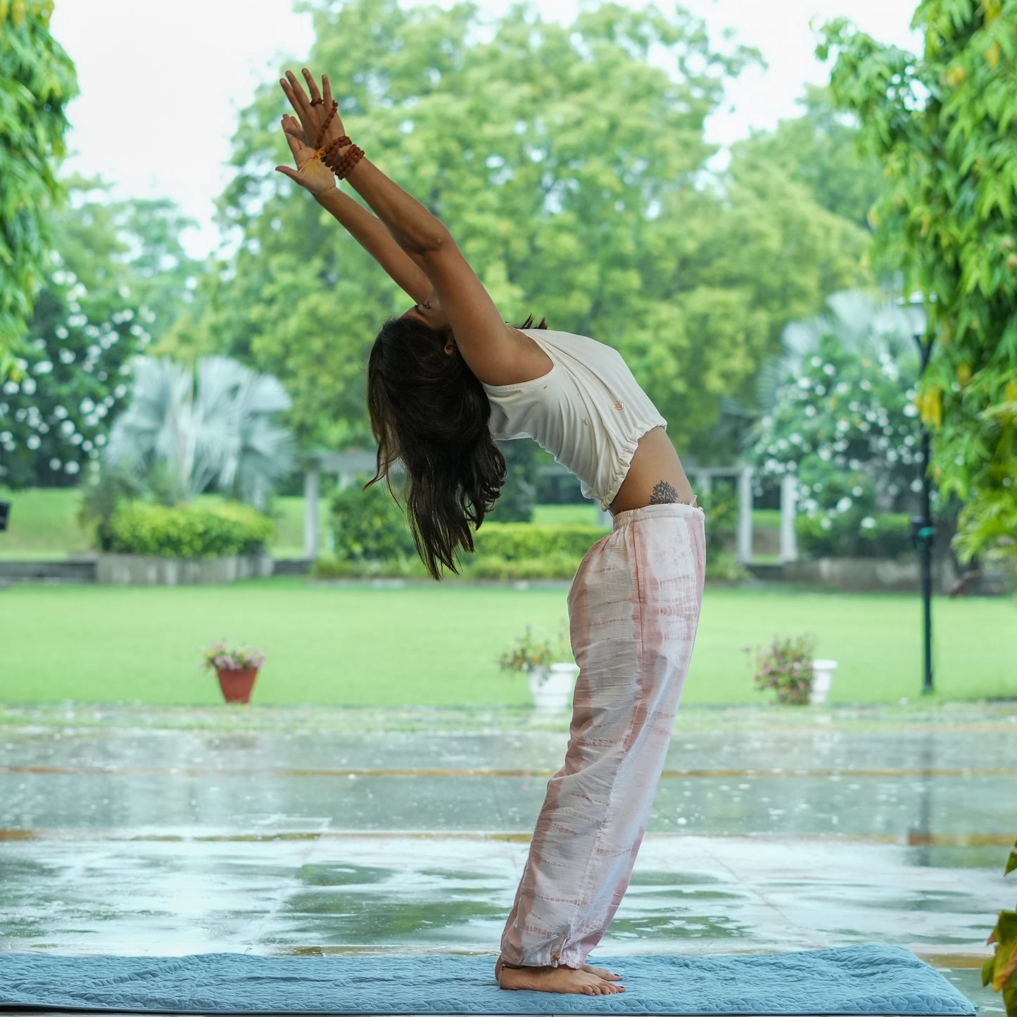 Womens Yoga Pant and Yoga Top Tie and Dye Set Pink Ananda