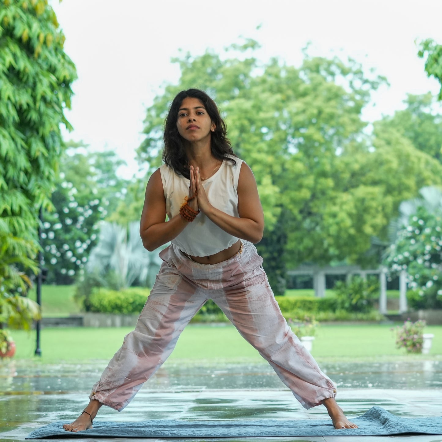 Womens Yoga Pant and Yoga Top Tie and Dye Set Pink Ananda