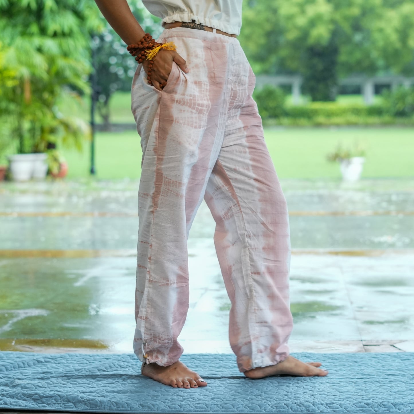 Womens Yoga Pant and Yoga Top Tie and Dye Set Pink Ananda